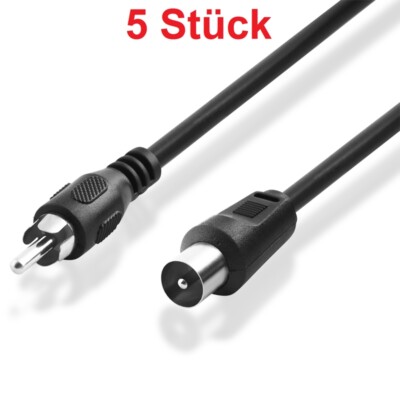 15m Video Koax Chinch Kabel Stecker Antenne Stecker auf Cinch RCA Schwarz lange