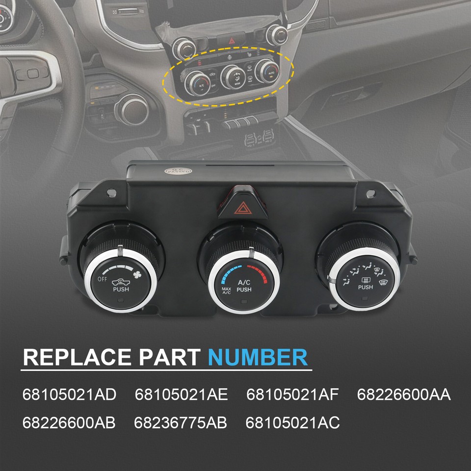 AC Heater Climate Control Unit For 2013-2018 Dodge Ram 1500/2500/3500 – Replacement Part #P68105021, 1-Year Warranty