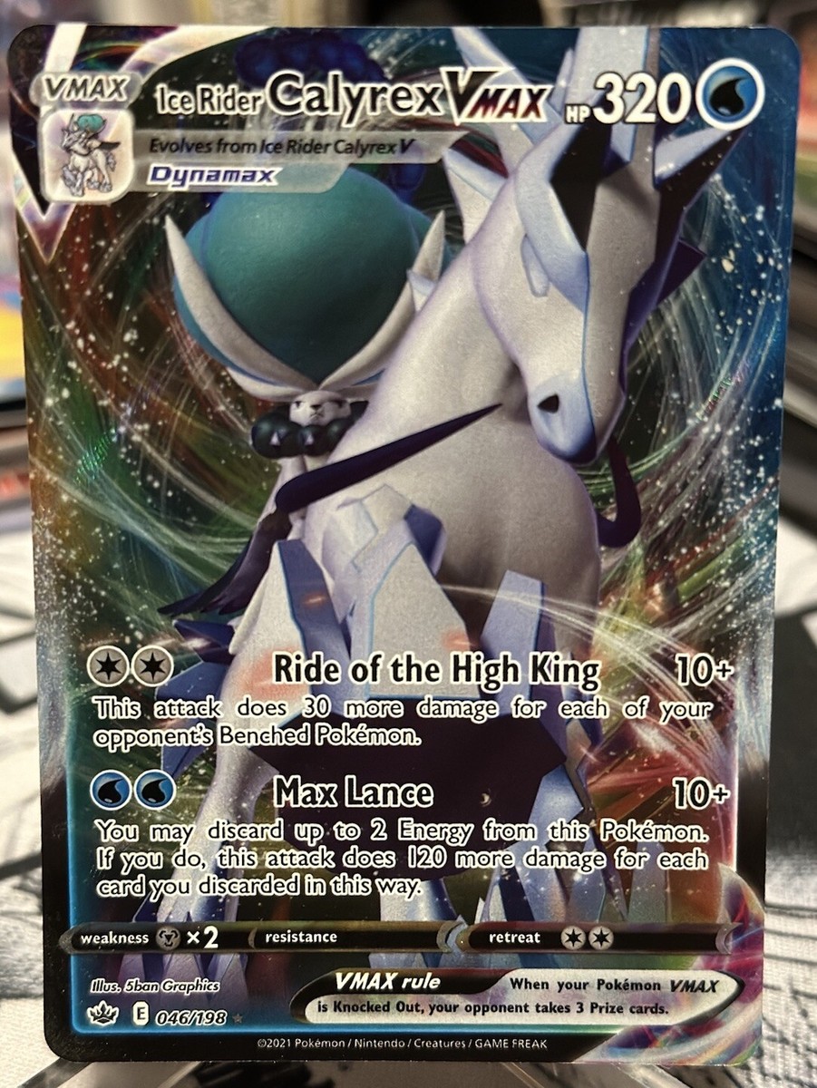 pokemon tcg chilling reign 046/198 ice rider calyrex vmax card Ultra Rare NM Evolves from Ice Rider Calyrex V Type Pokemon - Chilling Reign -