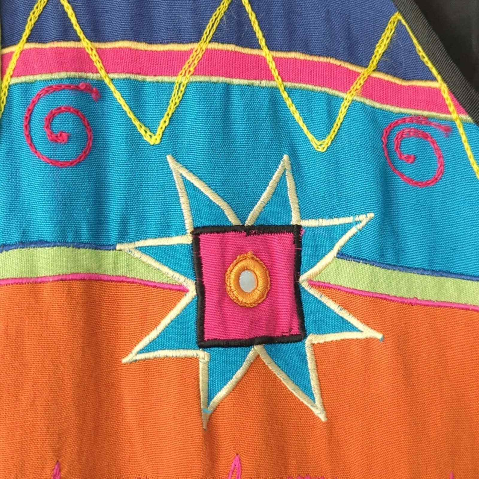 Indigo Moon Colorful Patchwork Folklore Jacket M - image 8