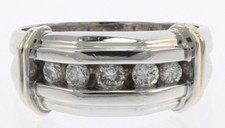 Men's Genuine Diamond Wedding Band in 14 Kt White Gold