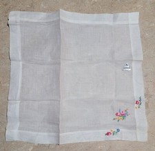 Vtg Herrmann Floral Irish Linen Handkerchief 12 Pink, Purple, Bluebell Flowers