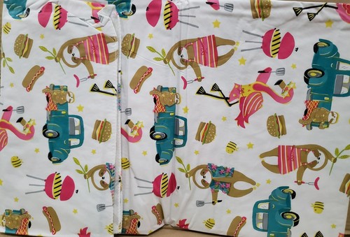 Flannel Back Vinyl Printed Tablecloth 60" Round, SUMMER BBQ, AQUA TRUCKS, HP - Picture 7 of 13