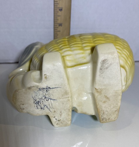 Stork Baby Bassinet Planter Vintage Pottery Ceramic Vintage Mid Century BOY blue - Picture 11 of 12