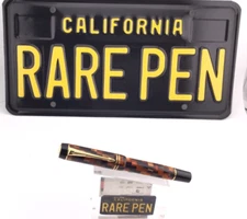 PARKER DUOFOLD DEMI Fountain Pen AMBER CHECK Gold Trim 18K Med nib NEW NO BOX