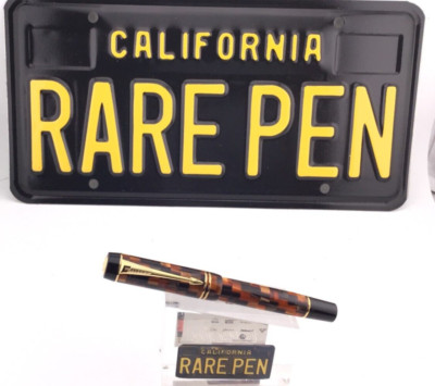 PARKER DUOFOLD DEMI Fountain Pen AMBER CHECK Gold Trim 18K Med nib NEW NO BOX