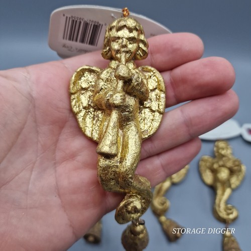 VTG Seasonal Specialties Christmas Trims Gold Musical Angel Ornaments Lot of 5 - Picture 8 of 8