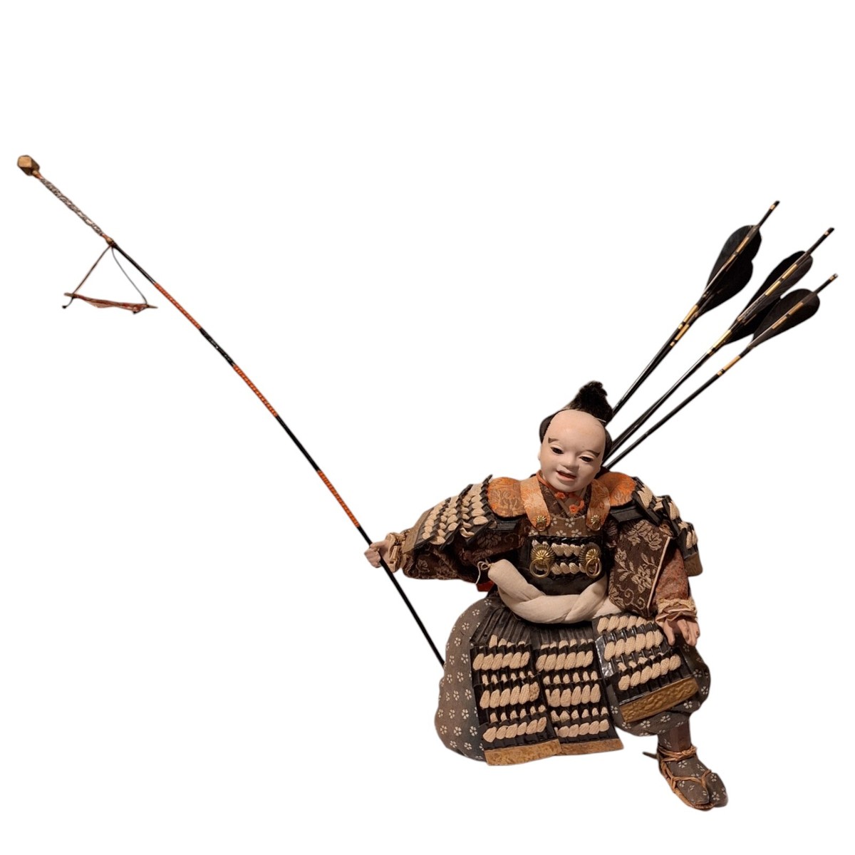 Authentic Japanese Samurai Doll - Antique Edo Meiji Period Flag 