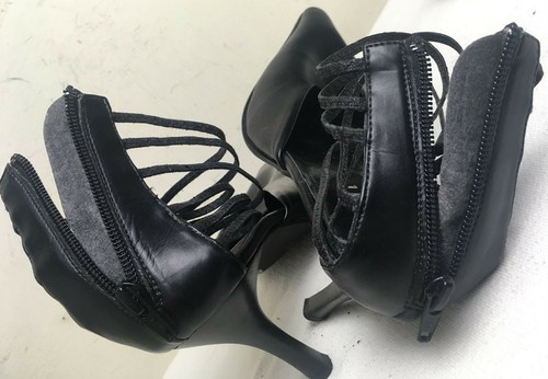 X-IT LAVORAZIONE ARTIGIANA MADEN ITALYLEATHERBLACKWOMEN'SSHOES HEELS SZ39- 8.5US - Picture 8 of 12