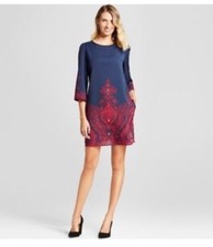 NWT Isani for Target Women’s Paisley Border Printed Shift Dress Size XSmall