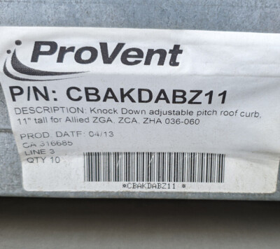 ~Discount HVAC~ P8-CBAKDABZ11 - Knock Down Adjustable Pitch Roof Curb