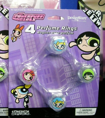 DESIGNWARE 4 Powerpuff Girls Perfume Rings 4 Powerpuff Rings Fun Party Favors