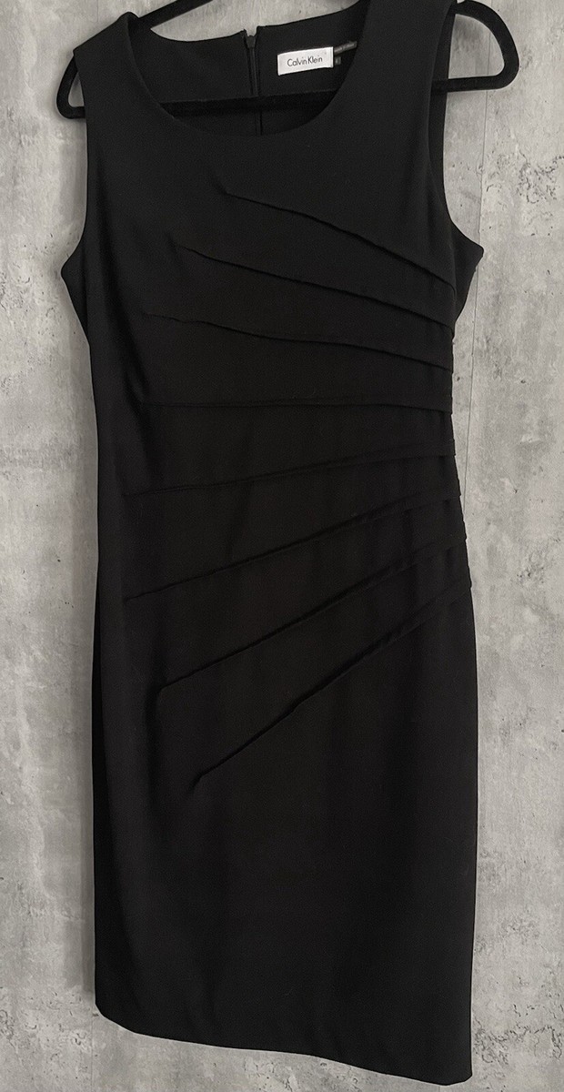 princess polly baby blue dress Vintage Calvin Klein Paneled Swing Dress 8 Black Sleeveless Lined Round  Neck Zip main image 0