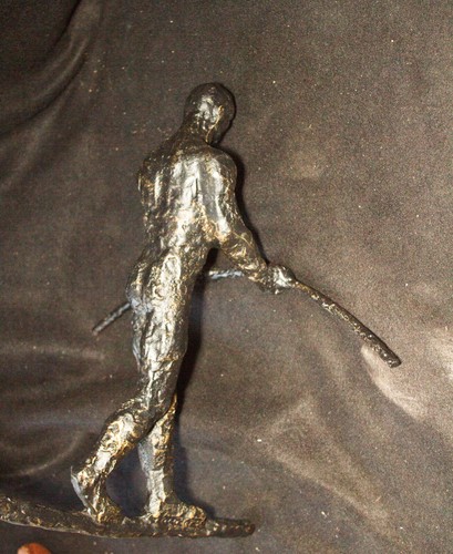 Heavy Solid Cast Iron Surrealist Sculpture Of Man On A Tightrope - Picture 9 of 11
