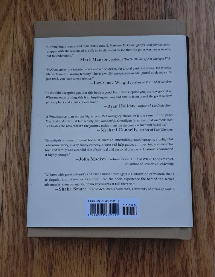 Matthew McConaughey Greenlights SIGNED HARDCOVER Book AUTOGRAPHED