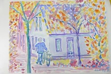 Wilhelm Klußmann Aquarell 1995 sig. Greetsiel Achternstraat 48x65cm N-1463