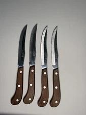 Viking Super Stainless Knifes 264853 Wooden Handle Serrated Made In Japan Lot 4