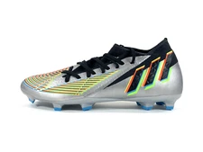adidas Predator Edge.3 FG Soccer Cleats Silver Volt Black HR1524 Men's 10.5