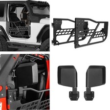 Hooke Road 2pcs Black Tubular Doors Or Mirrors For Jeep Wrangler Jk 2 Door 07-18