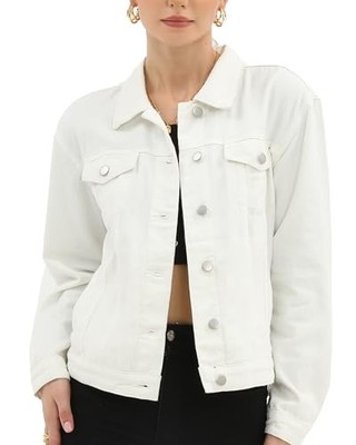 ARGSTAR WOMEN'S DENIM JACKET - SIZE: WOMEN L - WHITE