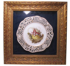 Piatto armadio traforato dipinto a mano KPM Berlin oro diametro 9,4 pollici...