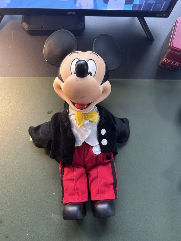Vintage Disney Mickey Mouse Plush Rubber Plastic Head Feet Hands Tuxedo