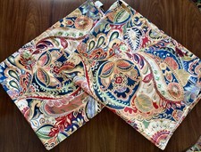 Two Pier 1 Imports Vibrant Paisley Back Tab Rod Pocket Curtain Panels 54  X 84  