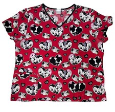 Disney Scrub Top Mickey  Minnie Mouse Love Hearts Themed Women  s Size XL