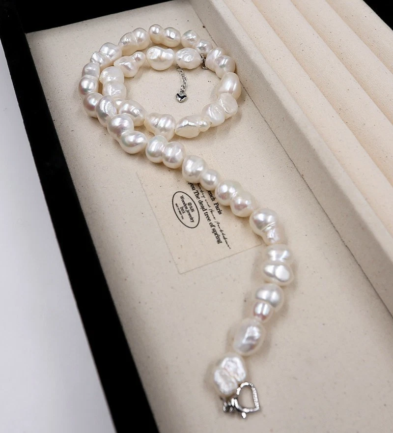 valuable rare 18-20mm white baroque keshi reborn southsea pearl necklace 18" - Picture 1 of 6