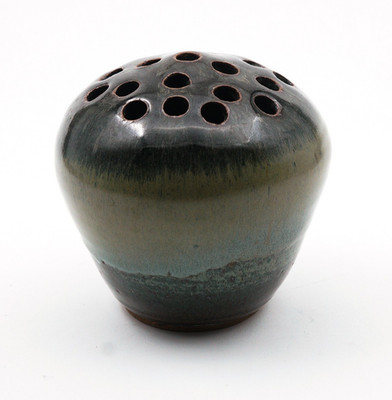 Highland Stoneware Scotland flower frog vase drip glaze studio pottery 5'' tall