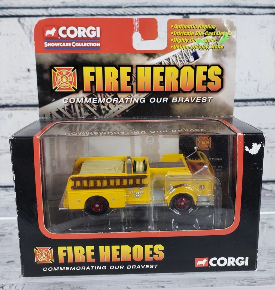 Vtg 2002 Corgi FIRE HEROES Lot (4)- Diecast Marirus, Pontiac, Mack, & Pumper NEW - Image 2 of 4