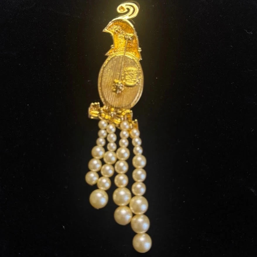 Vintage Edgar Berebi Quail Brooch Pearl Rhinestone Bird Pin Jewelry - Image 2 of 4