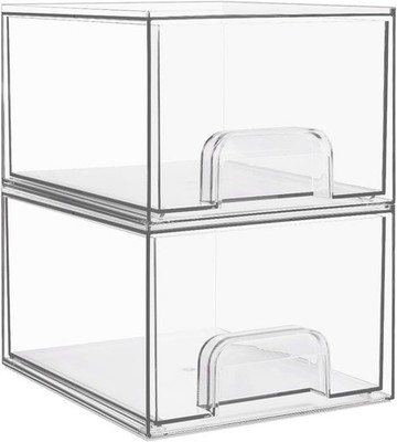 Vtopmart 2 Pack Small Clear Stackable Storage Drawers, Acrylic Organizer