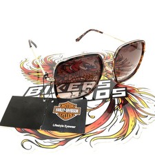 NOS Genuine Harley Dark Havana/Shiny Pale Gold Sunglasses HD5058S-5752F