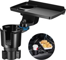 Cup Holder Tray for Car, 2 in 1 Detachable Car Food Table Tray with Solid Bas...
