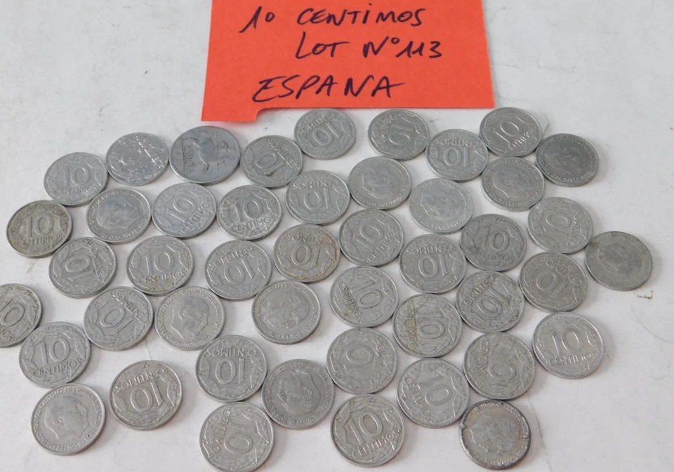 LOT pièces 10 CENTIMOS diez PESETA monnaie ESPAGNE aluminium ESPANA caudillo ALU - Photo 1/4