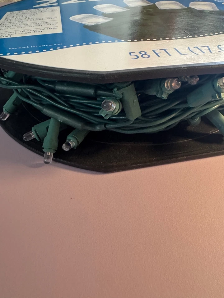 Holiday Time 225 Ct Cool White M5 LED Lights Indoor/Outdoor 58 Ft green Wire - Image 3 of 3