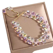 Women Double-layer Transparent Bracelets colored Charm Chain Vintage US STOCK