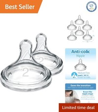 Wide-Neck Silicone Nipple for Growing Infants - Dr. Brown  s Level 2, BPA Free