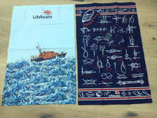 RNLI Cotton Tea Towel x 2 Lifeboats Royal National Lifeboat unused