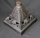 Antique Large Duplex Oil Lamp Cast Iron Base, Lion Heads