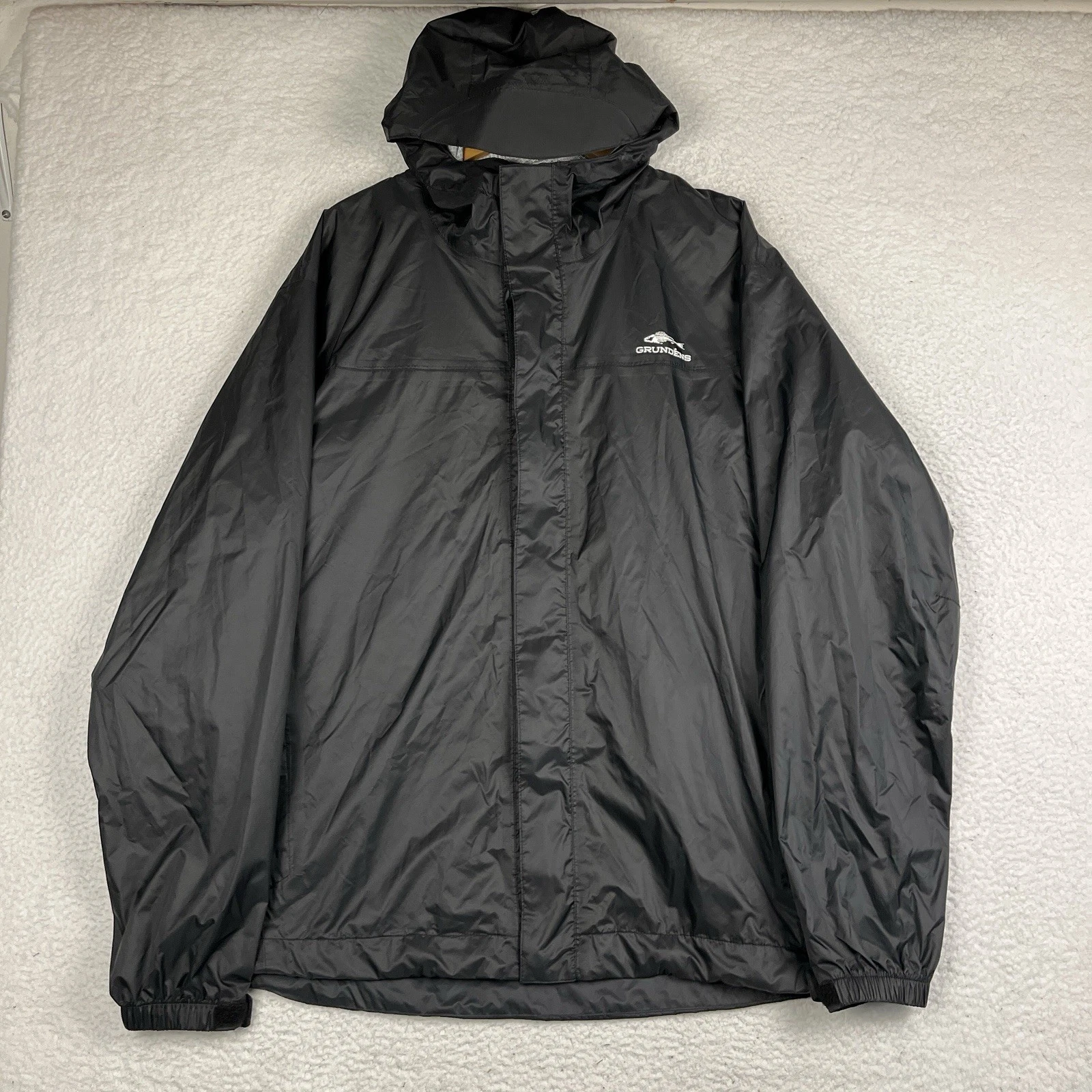 Grundens Weather Watch Hooded Rain Jacket 2XL Fishing Black Windbreaker