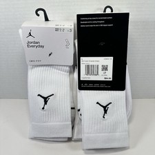 Nike Jordan Everyday Crew 3 Pack Socks DX9632-100 Dri-Fit White SZ L 8-12 NWT