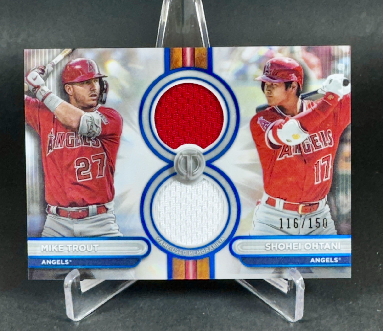 Mike Trout / Shohei Ohtani 2024 Topps Tribute #DR2-TO Dual Relics