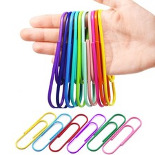 50 Pack 4 Inches Jumbo Paper Clips, Vinyl Coated Multicolored Extra Large Meg...