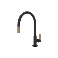 Rohl MB7930LMMBA Graceline Pull-Down Kitchen Faucet Matte Black/Antique Gold