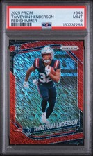 2025 Prizm TreVeyon Henderson Red Shimmer /49 #343 Mint 9 Patriots RC