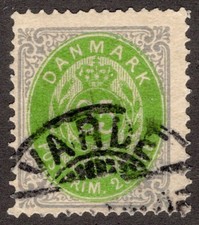 DENMARK 1875 SC #32a - F P-14x13.5 25o Inverted Frame cv $62.50  *Bay Stamps*