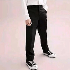 NWT Izod Boys Black Flat Front Stretch Devant Plat Extensible Dress Pants - Sz 7