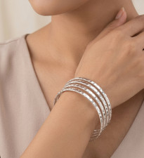 Solid 925 Sterling Silver Women Stackable Bangles Stacking Set of 4 Bangles
